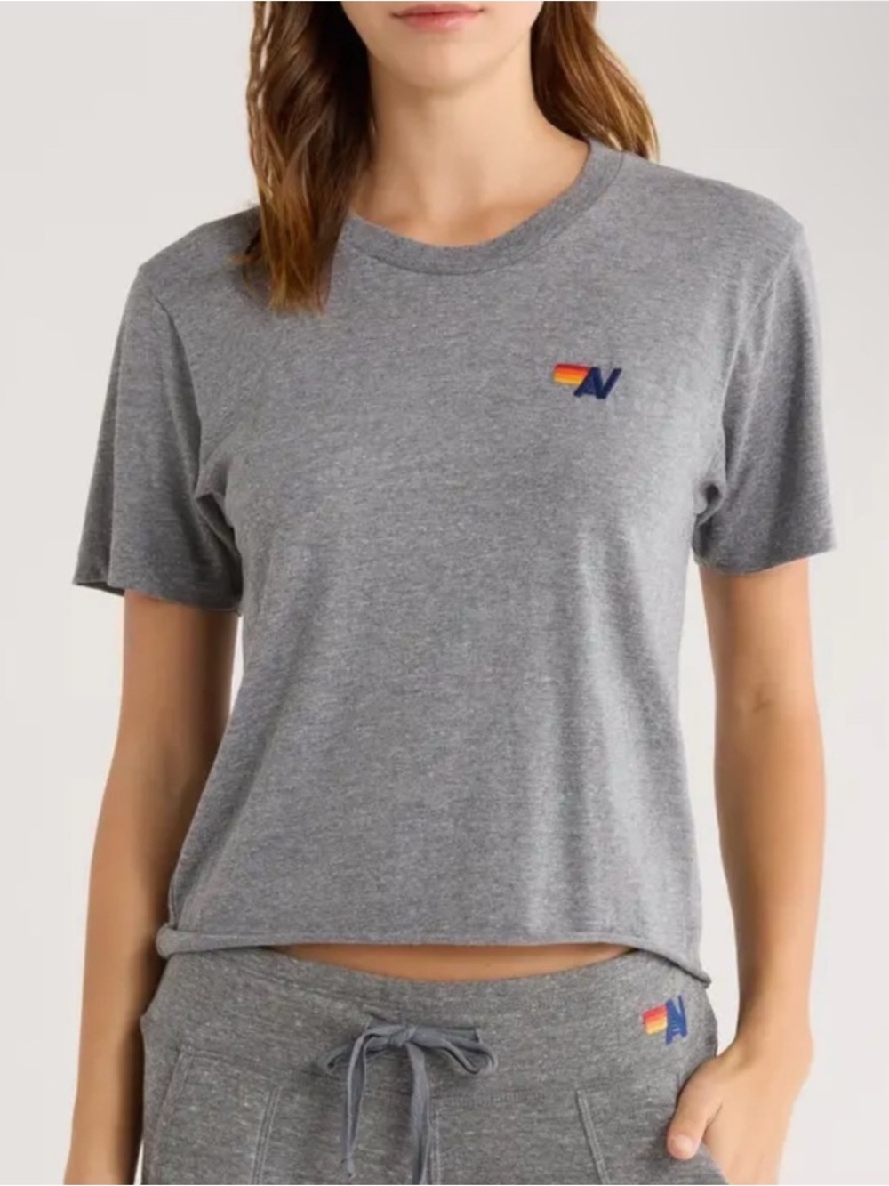 Aviator Nation Cropped Boyfriend Tee
Heather Gray Size XL